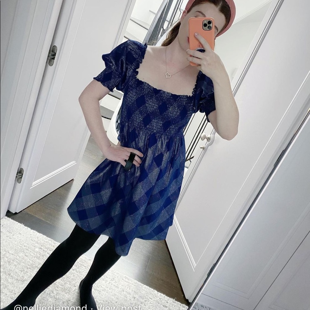 Athena nap dress in navy glitter check